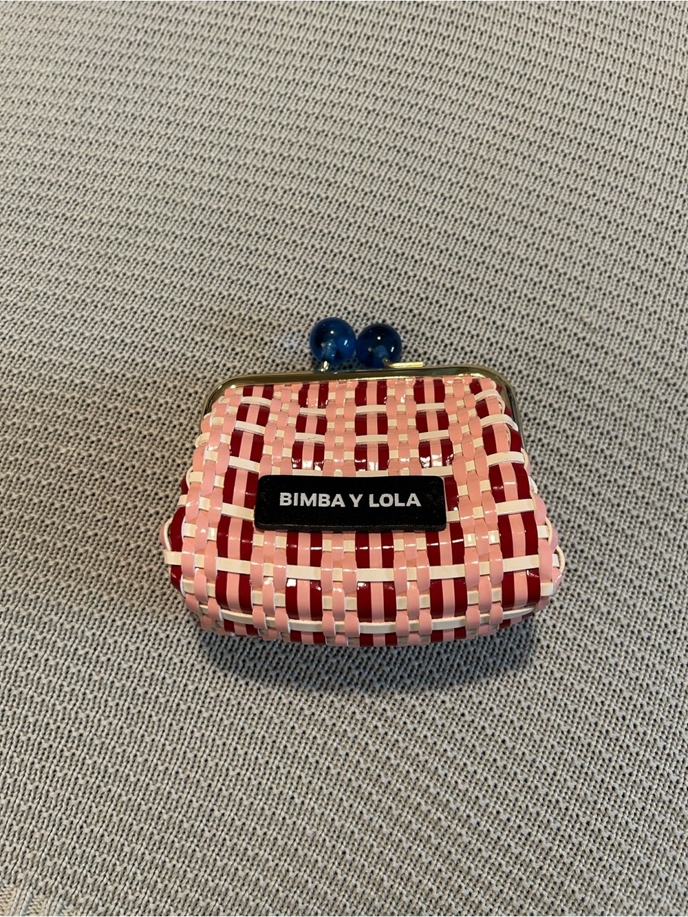 Bimba Y Lola Pink & Red Retro Woven Kiss-Lock Coin Purse